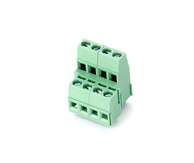 بلوک ترمینال قابل اتصال دو ردیف PCB ، فولاد M3 5.08mm Pitch 2 * 04P Green PA66 SN