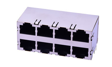 دو لایه RJ45 شبکه کانکتور سوکت 8 پورت 8p8c 90 درجه