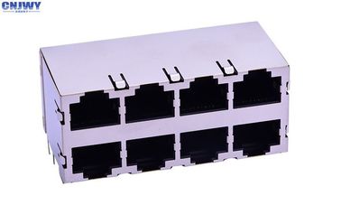 دو لایه RJ45 شبکه کانکتور سوکت 8 پورت 8p8c 90 درجه