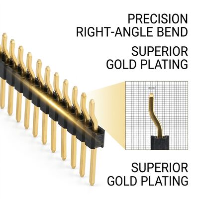 کانکتور هدر پین نری دو ردیفه زاویه راست 2.54 میلی‌متر گام 90 درجه PCB 80 پین Through-Hole