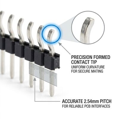 زاویه راست تک ردیف وصل کننده سر قلم مرد 2.54mm Pitch 90 درجه PCB Through-Hole