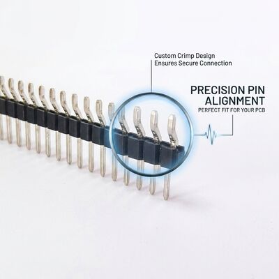 زاویه راست تک ردیف وصل کننده سر قلم مرد 2.54mm Pitch 90 درجه PCB Through-Hole