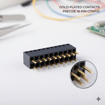 ارتفاع بالا 8.5MM 2.54MM Pitch دو ردیف زن سرپوش سوکت فلش طلایی PA6T از طریق سوراخ اتصال ایستاده