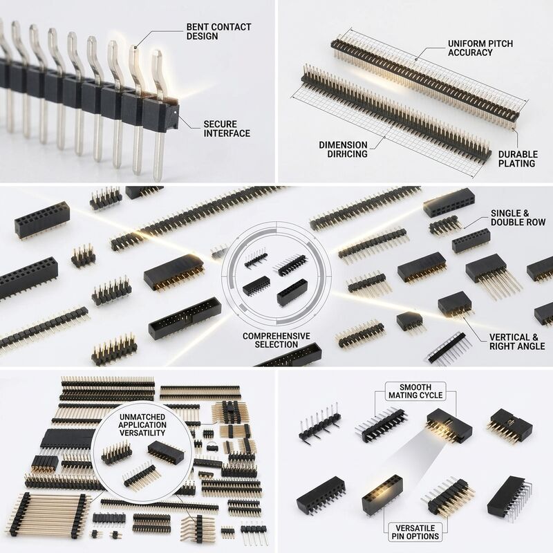 زاویه راست تک ردیف وصل کننده سر قلم مرد 2.54mm Pitch 90 درجه PCB Through-Hole