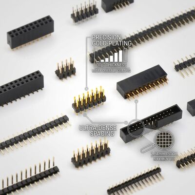 موصل رأس دبوس ذكر مزدوج الصف مكدس مرتفع بمسافة 2.54 مم فاصل لوحة PCB