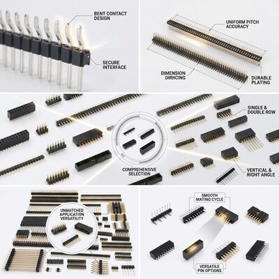 زاویه راست تک ردیف وصل کننده سر قلم مرد 2.54mm Pitch 90 درجه PCB Through-Hole