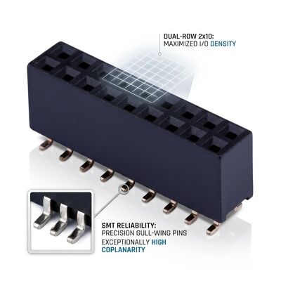 ماشین آلات درجه 2.54MM دو ردیف زنانه سر وصل کننده طلایی فلش PA9T PCB ارتعاش بالا از طریق سوراخ IP67