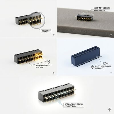 تراکم بالا 40 پین 2.54MM دو ردیف زنانه سرخط اتصال طلا فلش PA6T اتوبوس داده PCB از طریق سوراخ