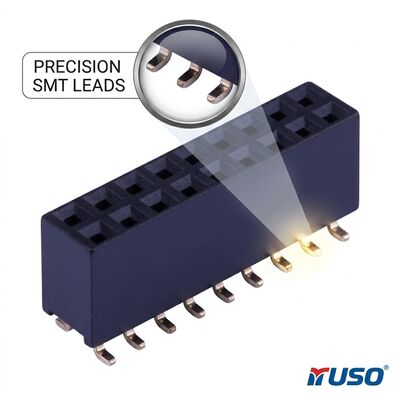Ultra-Fine 1.0MM Pitch Double Row Female Header Connector فلاش طلایی PA6T 04P-80P سوکت PCB با چگالی بالا