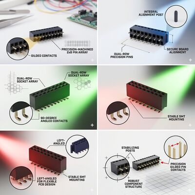 PA9T درجه حرارت بالا 2.0MM Pitch دو ردیف زنانه سرخط اتصال فلش طلایی 04P-60P PCB Socket