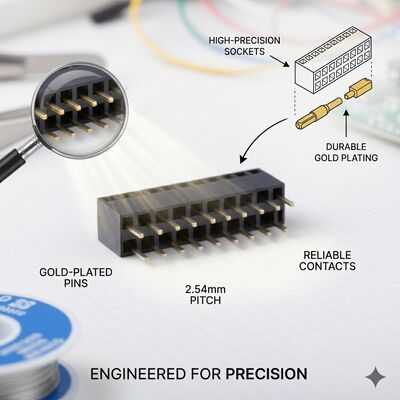 موصل رأس زن زن SMT با پیچ 1.27 میلی‌متری، دو ردیفه، روکش طلا، PA6T، مونتاژ PCB